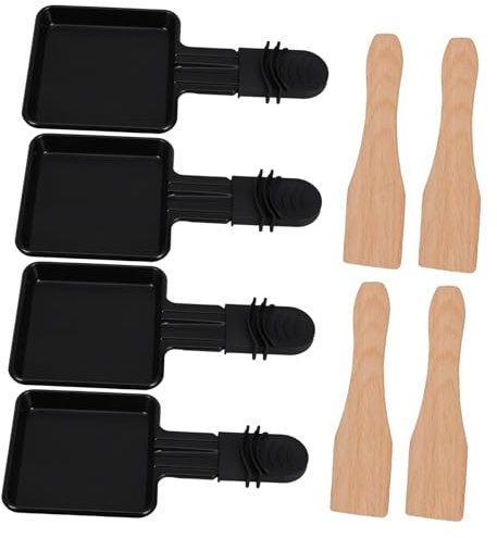 Gatuida 4sets Electric Oven Mini Raclette Grill Pans Cheese Melting Pan Shape Non-Stick Griddle Frying Plate for Kitchen BBQ