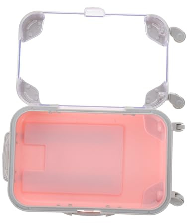 Caja de Almacenamiento de Pestañas Rosa Forma de Maleta | Plástico, Diseño Creativo y Único, Uso para Viaje, Fácil de Llevar y Guardar, Cierre Buen Sellado
