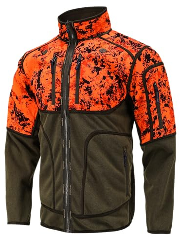 Full mundur Chaqueta de caza reversible de camuflaje naranja para hombre, cortavientos e impermeable.