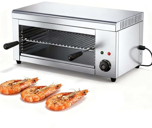 Eastnmythet Parrilla de Mostrador, máquina Fundidora de Queso de Acero Inoxidable de 2000W, Asador eléctrico de Pared de 50-300℃ para Tostar Sándwiches, Tostadas y Filetes de Pollo
