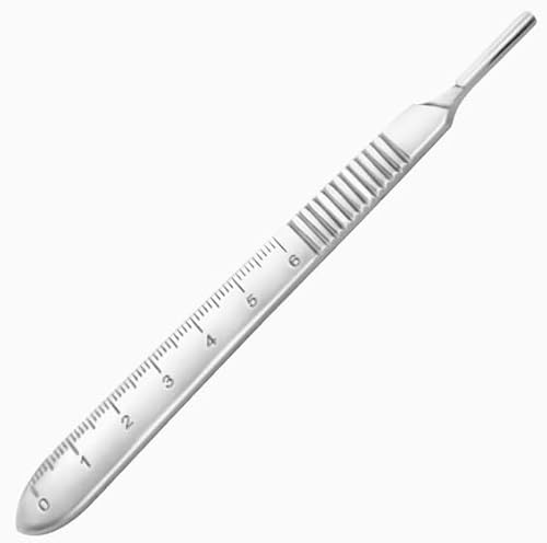Handle No.3 for Swann Morton, Stainless Steel Handle Compatible with Blades 10,10R,10A,11,12,15,15A - Esthetician Dermaplane Tool for Lab & Craft