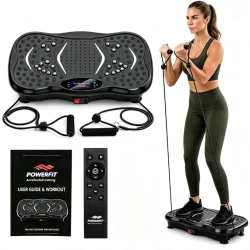 Vibration Plate Exercise Machine, Whole Body Workout Vibration Fitness Platform with Bluetooth Speaker, Remote Control & Resistance Bands, Home Gym Equipment for Weight Loss, Toning, Wellness, Lymphat