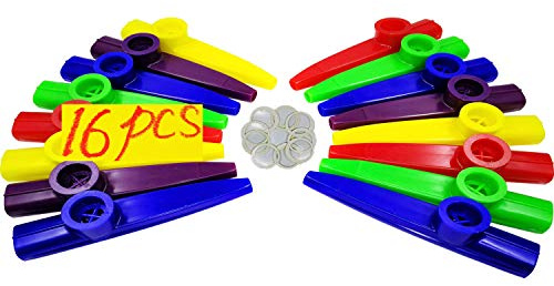 Fartime 16Pcs Plastic Kazoos With 20Pcs Kazoo Flute Diaphragms,Musical Instruments,Good Gift for Kids,A Good Companion for Ukulele, Violin, Guitar,Piano Keyboard.