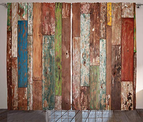 ABAKUHAUS Rustico Tenda, Grunge Style plance design, Casa Arredamento Elemento Distintivo Due Pannelli Set, 280 x 260 cm, Seppia multicolore