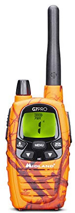 Midland G7 Pro Radio Ricetrasmittente Walkie Talkie Dual Band 8 Canali PMR446 e 69 Canali LPD, Blaze Edition - 1 Ricetrasmettitore, 4 Batterie Ricaricabili, Caricabatterie e Clip Cintura