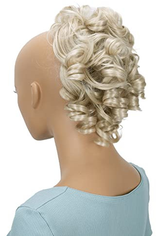 CAISHA Postiche Chouchou Updo Volumineux Bun Désordonné Bouclé Blond Clair G5L