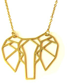 Kette Origami Elefant Afrika Ethno Edelstahl Anhänger golden Juvelato