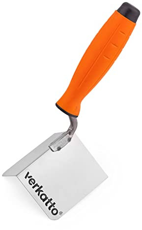 Mivos Edelstahl Außeneckenkelle 80 x 60 mm - Eckenkelle Rostfreie - Außen Kantenkelle mit Softgriff - Eckspachtel 90° Winkel - Eckenkelle Made in EU