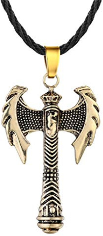 PikaLF Collier hache pour homme Collier avec pendentif hache viking nordique avec chaîne de 19,7 pouces collier hache guerrier vintage collier amulette totem hache rétro, NO, non, non.