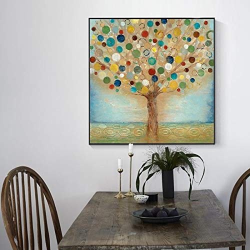 XIANGPEIFBH Moderne Kunstwerke Poster und Drucke auf Leinwand Wandkunst Malerei Abstrakte Geldbaum Bilder für Wohnzimmer Home Room Decor 80x80cm(31x31in) Innenrahmen