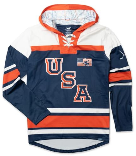 ChalkTalkSPORTS Hockey Lace-Up Hooded Sweatshirt | Patriotic Hockey | Adult Small