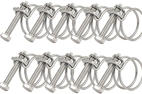 Lot de 10 colliers de serrage à double fil, réglables de 25 à 29 mm, colliers de serrage en acier inoxydable, 11 tailles en option