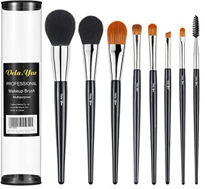 Vela.Yue Pennelli Make Up Professionali Set di 8 Pennelli Trucco, setole morbide e manici affusolati, con Scatola cilindrica