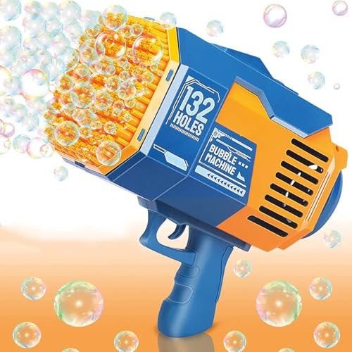 Bazooka Bubble® Blau | Seifenblasenmaschine | Automatisches Rocket-Spielzeug mit 69 Löchern | Outdoor-Spiel für Kinder und Erwachsene | Wasserspiel 100% Fun | Sommer | OriginalCup®
