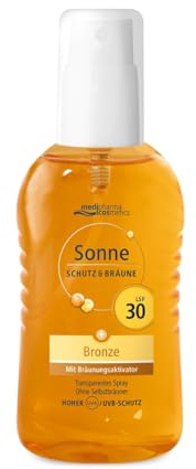 medipharma cosmetics Sonnenspray LSF 30 – Transparente, ultraleichte Sonnenpflege – Mit Bräunungsaktivator zur Verstärkung der natürlichen Bräune – Hoher UVA/UVB Schutz – gegen Pigmentflecken - 200ml