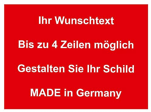 Hinweis Schild mit Wunschtext und Gravur aus Kunststoff - Personalisiertes Schild in verschiedenen Größen - 7 Farben zur Auswahl (Rot)