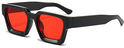 JCTAIFOO Vintage Rechteck Sonnenbrille für Damen Herren Retro Rechteckig Chunky Quadrat Große Dicke Frame Brille