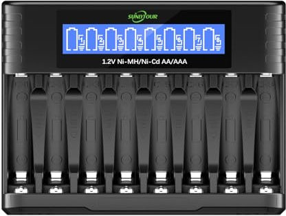 SUNLYTOUR Premium 8 Bay Ni-MH AAA AA Caricabatteria per 1.2V Ni-MH Ni-CD AA AAA Batteria