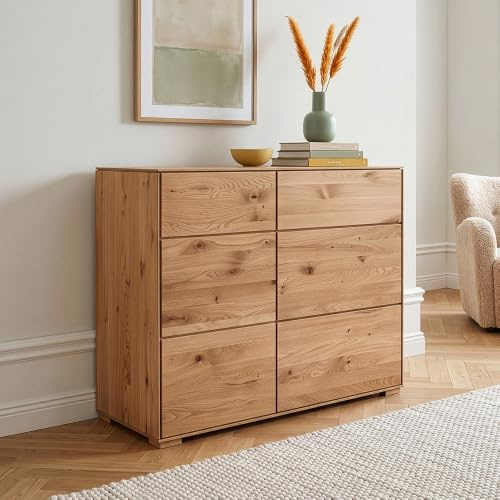 Kommode Sideboard 98cm, stehend oder hängend, Wildeiche massiv geölt