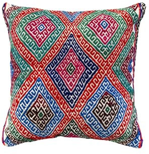 HAMID - Kelim Zierkissenbezüge Kissen Wolle, Kissenbezug 45x45cm, Kelim Kissenbezug 100% Wolle, Handgefertigter Kissenhülle mit Reißverschluss ohne Füllung für Sofas, Betten, Stühle, (Design 19)
