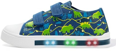 Boys Girls Light Up Trainers, Hook and Loop Canvas Shoes | Flashing Trainers for Kids, Toddler Canvas Shoes with Hook and Loop, Summer School Shoes for Boys Girls Outdoor Play