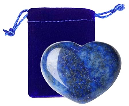 GUJOXILA 45mm Lapislazuli Herz Liebe Edelsteine Groß Kristalle Heilsteine | Herzförmig Liebe Steine Valentinstag Deko Geschenke für Freundin Geschenk Frauen Meditation Stress Sorgensteine