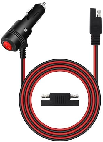RIIEYOCA SAE-zu-Zigarettenanzünder-Steckerkabel, 16AWG 12V geschaltetes Zigarettenanzünder-Stecker-zu-SAE-Kabel mit 15A-Sicherung für Wechselrichter, Autos, Lastwagen, Wohnmobile usw. (2M/6.6FT)