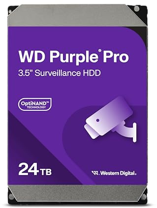 WD Purple Pro 24 TB Interne Festplatte 3,5 Zoll– OptiNAND, 550 TB/Jahr Workload-Rate, 512 MB Cache, 7.200 U/min, AllFrame KI-Technologie
