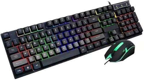 SQUADO Set Tastiera e Mouse da Gioco, Retroilluminazione LED, Cablati, Colorati, USB, per PC/Laptop