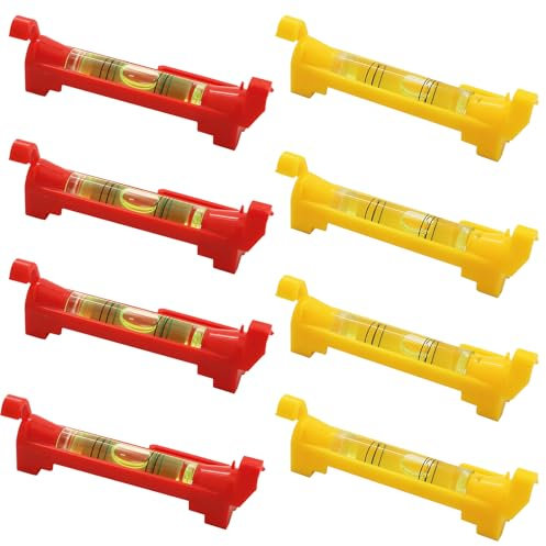 Catelves 8 Stück Schnurwasserwaage, Schnureisen Profi, Richtschnur Wasserwaage Set, Maurerschnur Schlauchwaage für Maurerarbeiten/Klempnerarbeiten/Rinnenarbeiten Genau Maßnahme Spirit Level(Rot+Gelb)