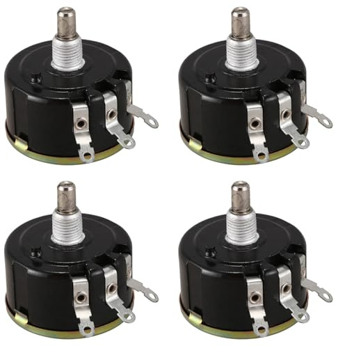 Guihydur 4X WX050 10K Ohm 5W 6mm Rundwellendreh Draht Gewickelt Potentiometer Schwarz + Silber
