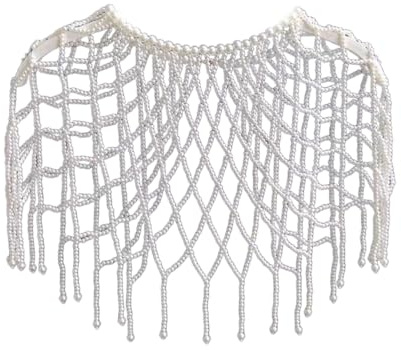 Itkcozcg Modeschmuck, künstliche Perlen, Schal, Körperkette, Schulterkette, Körperschmuck, Perlenketten, modisches Accessoire, Nachtclub, Party, Farbreferenzbild:, Length: 41cm