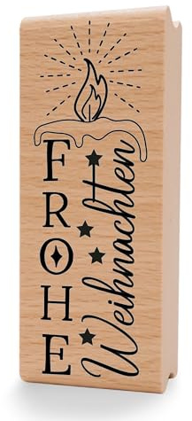 NEWSTAMPS Stempel Kerze Schrift Motivstempel aus Holz & Gummi zum Karten und Geschenke basteln, Holzstempel für Weihnachten, Weihnachtskarte, Advent, Scrapbook, Textilstempel, Deko, Freunde
