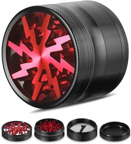 Grinder 2,5 pollici, smerigliatrice in acciaio inox con raschietto e piccola spazzola, macinaspezie Mill, tritatutto per spezie, spezie, rosso