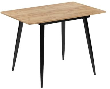 Vicco Esstisch Beaver, Schwarz/Goldkraft Eiche, 80 x 70 cm ausziehbar