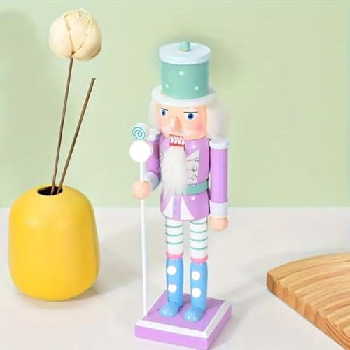 Cascanueces rosa de 9.8 pulgadas, cascanueces de Navidad, figura de soldado cascanueces de madera, decoración navideña de cascanueces rosa, decoraciones decorativas de Navidad para chimenea de mesa de