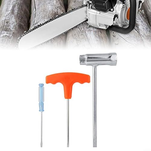 Advokingtap 3-teiliges Schraubenschlüssel-Set, Kettensäge, vielseitiges Werkzeugset für Wartung, Metall-Werkzeug-Set für effiziente Reparaturen