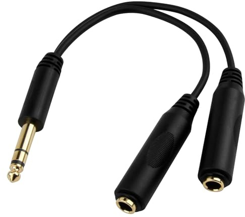 SopwMap Cavo splitter jack da 6,35 mm, Cavo Splitter Audio Stereo da 6,35 mm TRS Maschio a Doppio Jack Femmina TRS da 6,35 mm, Cavo Y Splitter Stereo da 1/4 di Pollice, Connettori Placcati Oro, 20 cm