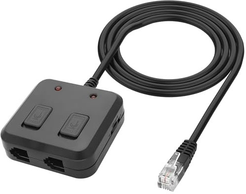 XMSJSIY Adattatore per telefono RJ9, splitter 4P4C, cavo telefonico Jack Y, splitter con 2 tasti per call center, 30 cm (2 mute + 2 regolatori di volume)
