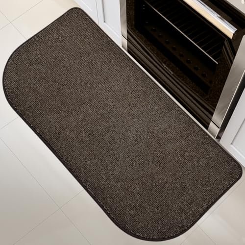 DOMUSTEX Waschbar Teppich Läufer 60x120cm Halbrund, küchenläufer, Schmutzfangmatte Innen, rutschfeste Badteppich für Küche, Badezimmer and Schlafzimmer