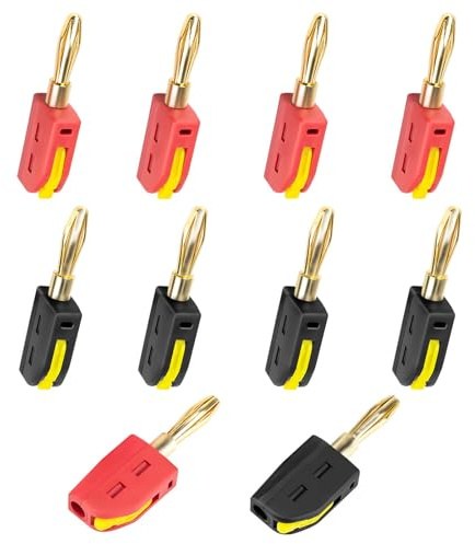 10 Stück Bananenstecker 4mm 32A Bananenstecker Lautsprecher Banana Plug | Adapter Bananenstecker Konverter Hochstrom Schnellanschluss Lötfrei Für Kabel Boxen Receiver Endstufen und alle Audio