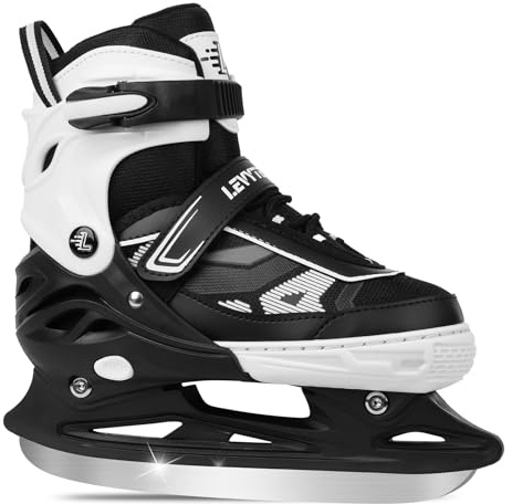 LEVYTEMP Adjustable ice Skates for Kids Boys Girls, 4 Size Triple Protection Beginner Figure Blades with Ankle Support for Outdoor and Rink