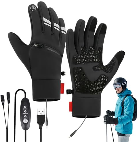 Beheizte Handschuhe für Damen – elektrische Fäustlinge, wasserdicht, wiederverwendbar, mit 3 Heizstufen | Isolierte Winterhandschuhe, für Jagd, Wandern, Golf, Arbeit, Motorrad, Büro, Ski, Sport