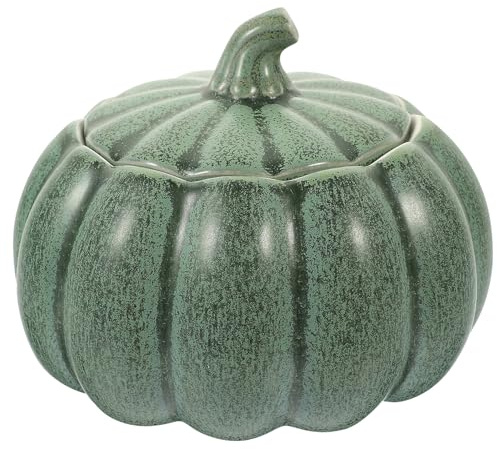 LIFKOME Tazón de Sopa de Calabaza de Cerámica Tapa, Capacidad 500 Ml, Color Verde, Recipiente Decorativo para Hogar y Cocina, Cuenco Grande para Estofados y Guisos, Adecuado para Uso