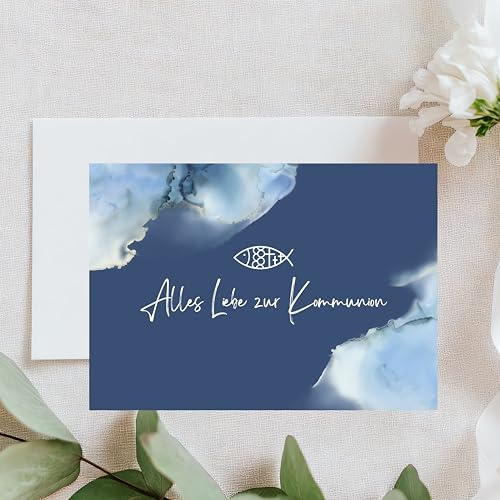 Lilly Braun Glückwunschkarte Kommunion – Alles Liebe zur Erstkommunion | Edle Klappkarte mit Umschlag | Moderne Kommunionskarte für Mädchen & Jungen