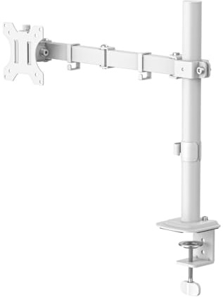 Hama Monitorhalterung, 1 Monitor, 13-35, vollbeweglich, 360° drehbar | Monitorhalter weiß, schwenkbar, neigbar, höhenverstellbar, abnehmbare VESA Platte, ergonomisch Arbeiten, mit Kabelmanagement