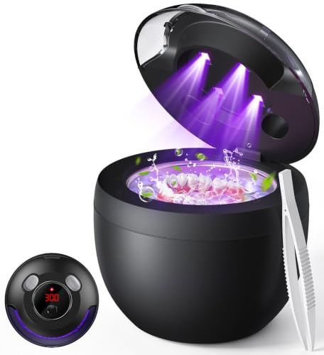 Ultrasonic Retainer Cleaner, Opilea 45kHz Retainer Cleaner Machine, 4 Modes Ultrasonic for Dentures, Nightguards, Sport Mouth Guards, Braces, Toothbrush Heads, Jewelry