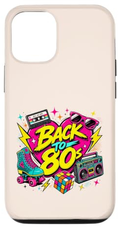 Back to 80s Nostalgia Roller Skate Boombox Cassette Tape Années 80 Coque pour iPhone 12/12 Pro