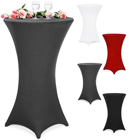 Deuba® Stehtisch Hussen 70-75cm Grau Rund Verstärkter Fußbereich 30°C Waschbar Stehtischhusse Stretch Tisch Bezug Ø 60-65/70-75/80-85 cm Viele Farben