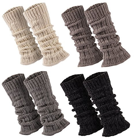 1 Paar Stulpen Damen Teens Grobstrick Legwarmers mit Alpakawolle Weich u. Warm ca. 30-36 cm lang, in Weiss, Hellgrau, Anthrazit, Taupe, Einheitsgröße, Wollweiß, Einheitsgröße
